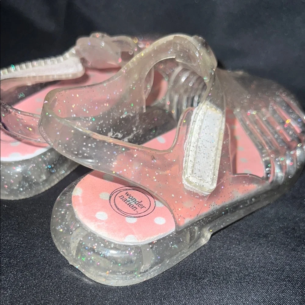 Clear Sparkly Jelly Sandals with Cage Design
